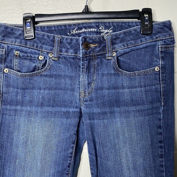 American Eagle Jeans Womens 6 Short Favorite Boyfriend Denim Stretch Blue Faded - Picture 3 of 13